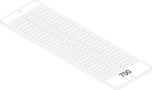 Weißes Gitter mit mehreren langen, schmalen Öffnungen, gefertigt von Bosch. Eignet sich zum Aufstecken in passende Vorrichtungen.